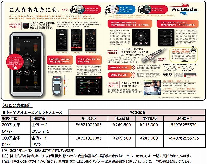 KYB『ActRide』次世代サスペンションシステム取扱開始しました。