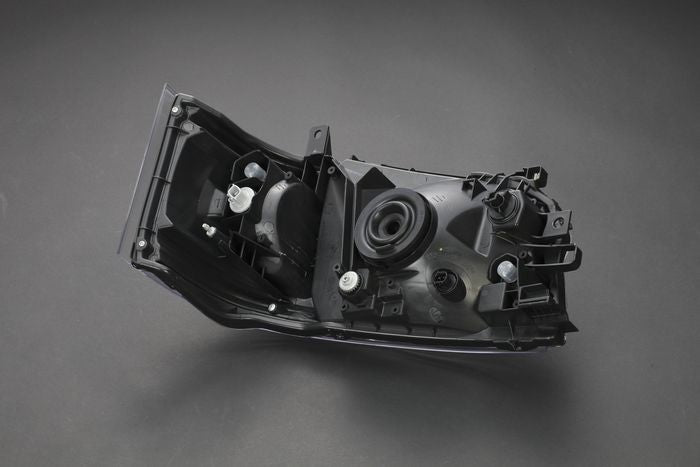 ハイエース 200系用 DEPOデポ製ヘッドライトAssy【艶消BK】1/2型専用 純正ﾚﾍﾞﾗｲｻﾞｰ移植ﾓﾃﾞﾙ